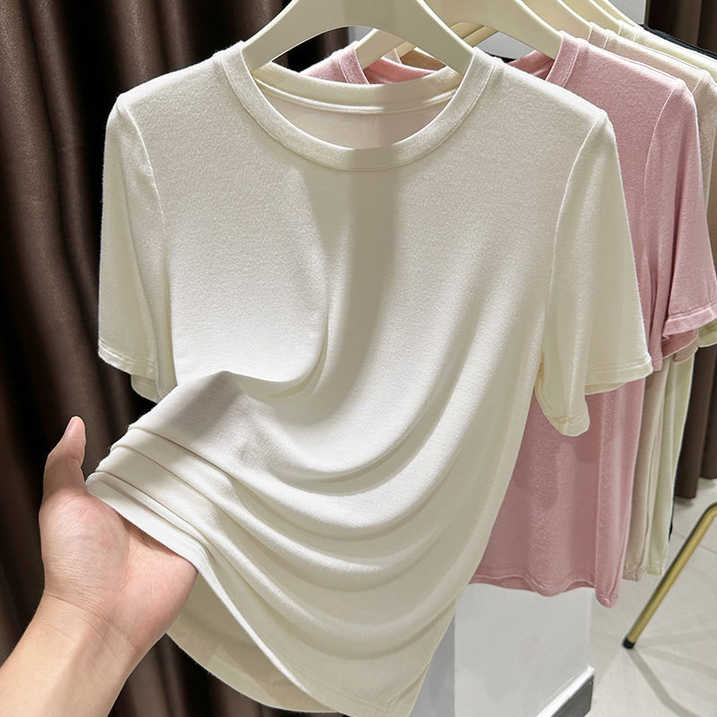 Soft and Cool Short-Sleeved T-Shirt for Women, 2026 Summer Thin Loose Round Neck Casual T-Shirt, High-End Top Soft and Cool Short-Sleeved T-Shirt for Women, 2026 Summer Thin Loose Round Neck Casual T-Shirt, High-End Top