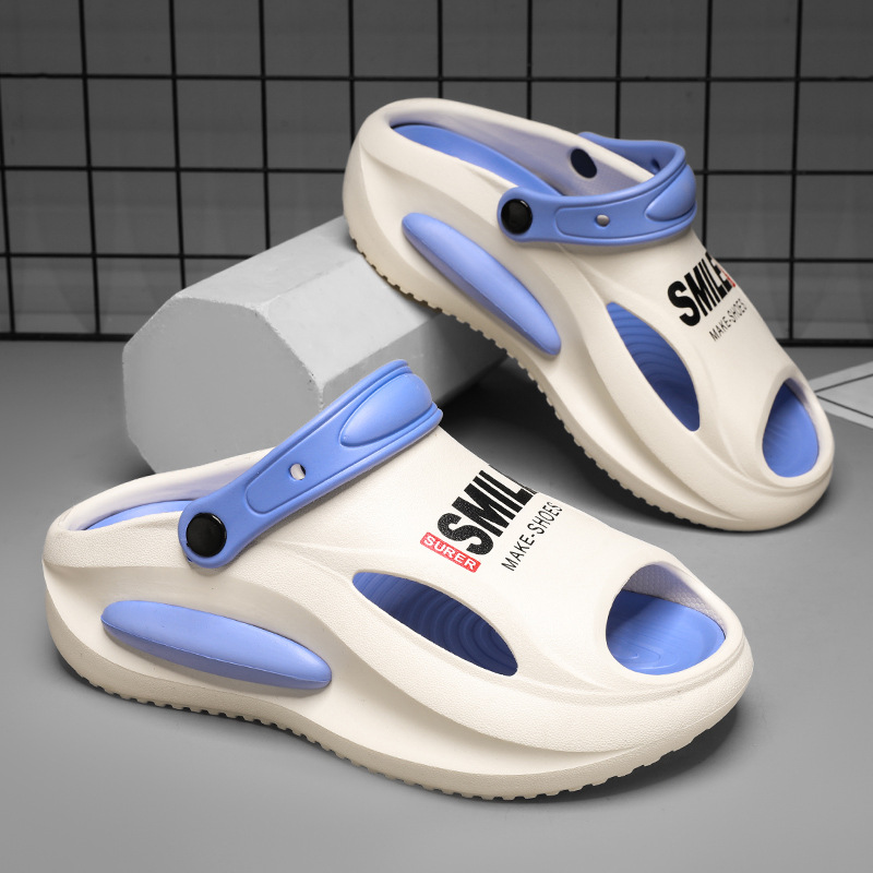 En nombre de las sandalias y pantuflas para hombres y mujeres, los estudiantes de verano EVA pisando mierda, suelas gruesas, uso externo, conducir sandalias y pantuflas transfronterizas