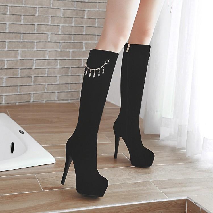 European station 2022 autumn and winter high heels stiletto heel plus size women's boots frosted suede riding boots High Boots knee-high boots