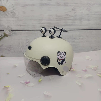 Helmet Cute Cartoon Anti-Fall Summer Motosiklet kaskı (dəbilqə) - off-white-no-11-short-lens-black-windmill-black-eyes-1-5-years-old-3c