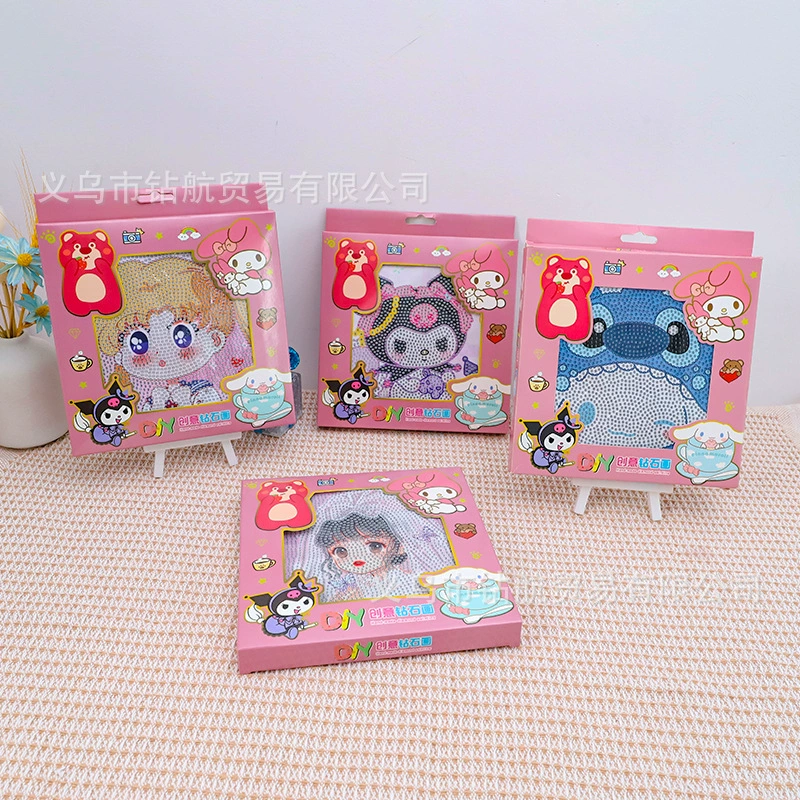 Даймонд-пейнтинг (Sanrio) Kuromi и смешанные мультфильмы, 17×17 см, полный страз DIY набор, детское рукоделие