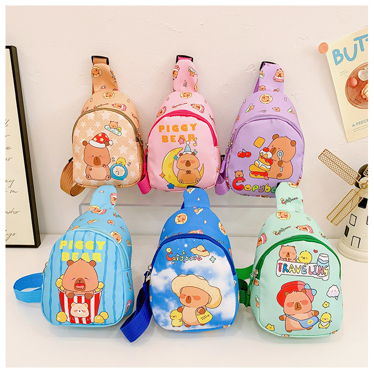 A new printed children's bag featuring cute and stylish Japanese cartoon boys' and girls' chest bags and Capibara baby coin purse undefined