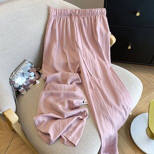 Guangzhou Thirteen Lines High-Quality Goods ~ Textured Pleated Tencel Cotton Air Wide-Leg Long Pants for Women with Loose Drape