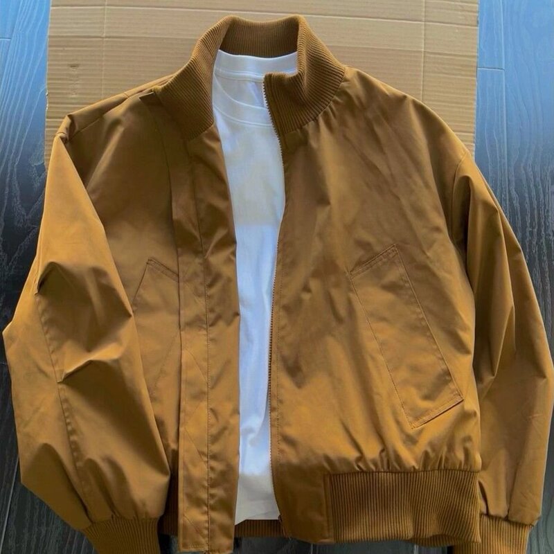 Premium Jacket for Spring and Autumn, Short Pilot Flight Style, American Retro Men's Trendy Brand, Stand Collar, Casual Loose Fit Coat Premium Jacket for Spring and Autumn, Short Pilot Flight Style, American Retro Men's Trendy Brand, Stand Collar, Casual Loose Fit Coat
