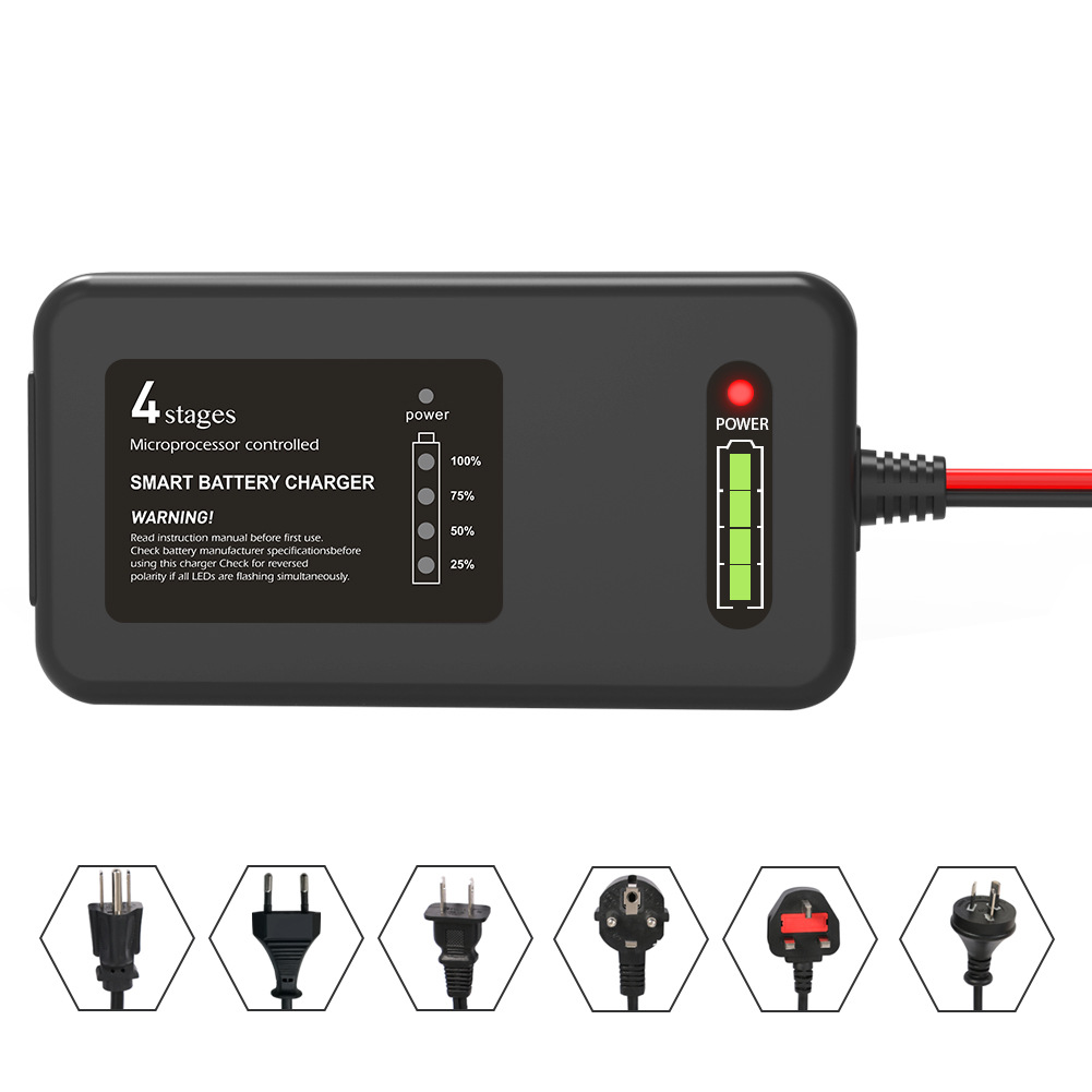12.6V4A锂电池智能充电器4段式充电电量显示智能检测充满关断