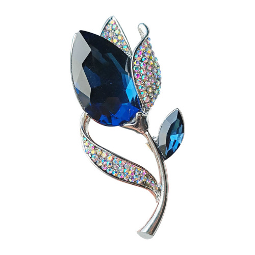 New Corsage Crystal Brooch Crystal Flower Brooch Women's Accessories Korean Luxurious and Attractive Pin High-end Temperament