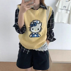 韩系穿搭卡通针织马甲女2025早秋冬新款毛衣坎肩背心上衣女潮