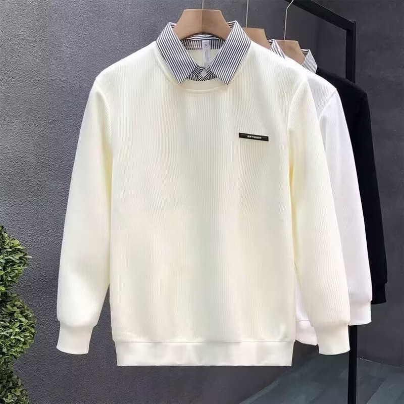 Fake Two-Piece Knitwear Men's Autumn and Winter New Shirt Collar Knitwear Men's Inner Layering Warm Knitwear Versatile