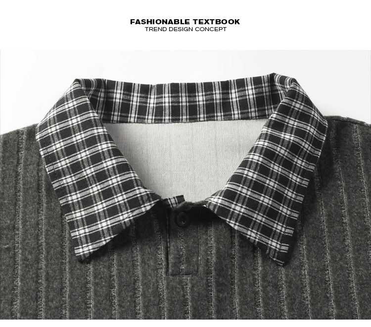 Camicia uomo a maniche lunghe a quadri stile coreano casual_voghion.com