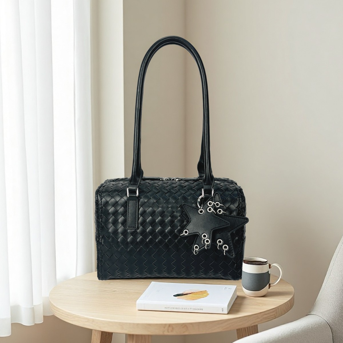 2026 New Arrival Woven Office Briefcase Underarm Bag For Women, Commuter Shoulder Handbag, Travel Star Pillow Bag - Thumbnail 3