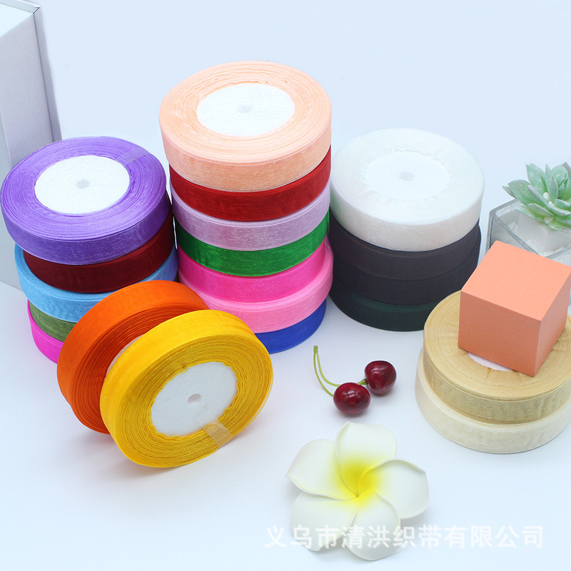 厂家现货2cm欧根纱多色丝带礼品包装雪纺带鲜花耗材服装包边带|undefined