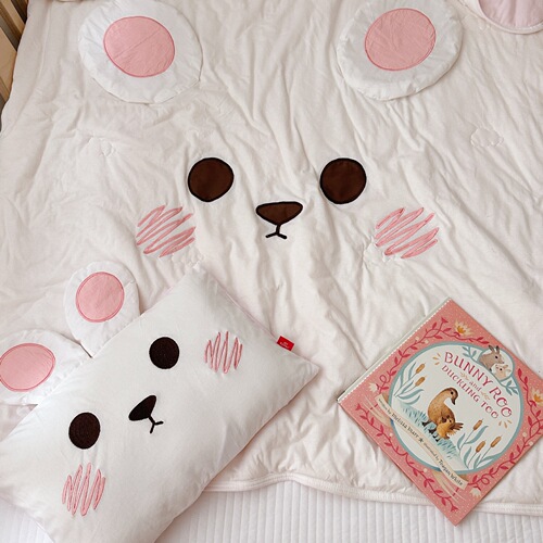 Class A maternal and infant grade cotton knitted soybean summer cool quilt pure cotton children's crib thin quilt cover cartoon air conditioning blanket