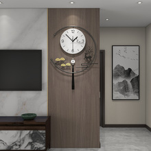 新中式铁艺挂钟轻奢风家用客厅装饰钟表现代摆钟挂表挂墙时钟