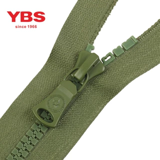 YBS厂家直销6号树脂快脱拉链6VS塑钢开尾门襟拉链军绿色制服定制
