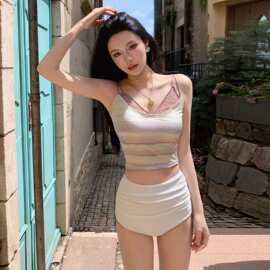 2026新款分体泳衣女遮肚显瘦仙女范性感韩国ins风温泉度假游泳装