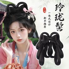 古风汉服假发髻古装盘发发包一体式全套头饰唐风蝴蝶结造型垫发包