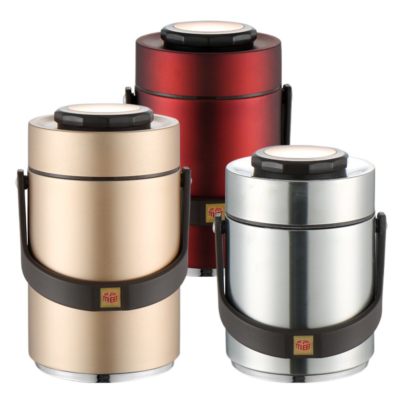 Stainless Steel Lunch Box Vacuum Three-Layer Insulated Pot Large Capacity Student Office Worker Compartment Portable Multi-Layer Lunch Box
