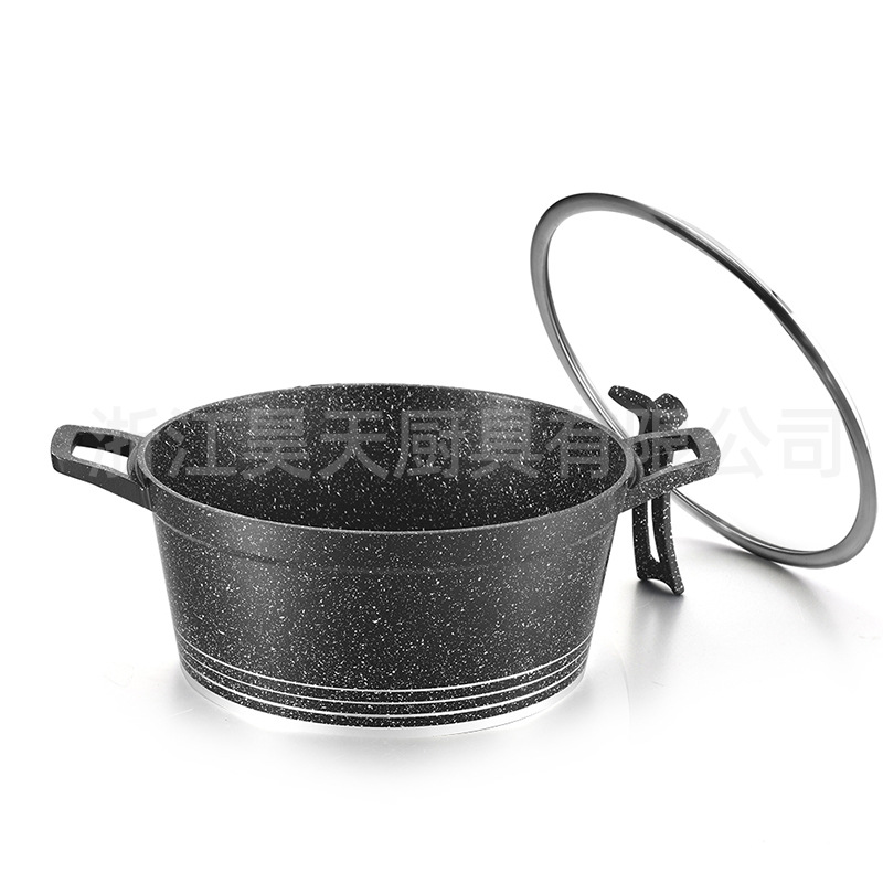 Juego de sartén antiadherente, sartén de piedra médica, cocina de aluminio, venta directa de fábrica para el hogar, olla de sopa transfronteriza de diez piezas al por mayor