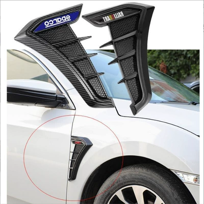 Carbon Fiber Pattern Car Fender Sticker Modified Universal Imitation Shark Gill Car Side Air Vent Decorative Sticker Engine Hood Sticker
