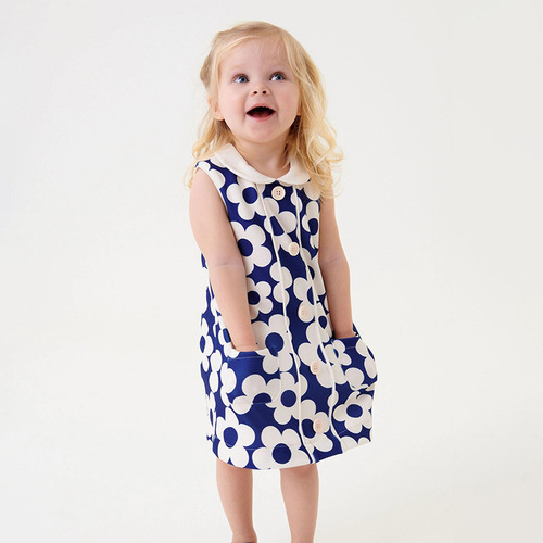 Little mave children's skirt  summer new children's clothing sleeveless lapel European and American children's dress