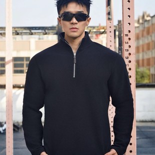European Size New Autumn and Winter Men's Casual Sports Collar Loose plus size Pullover Muscle Coral Fleece Sweatshirt Long Sleeve