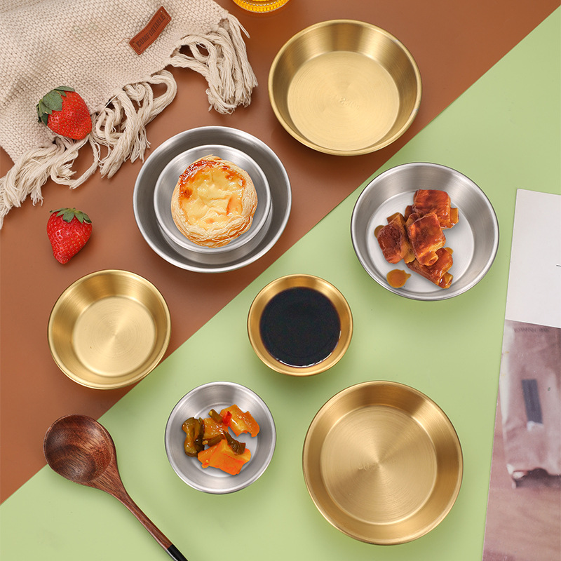 304不鏽鋼圓形小碟子 韓式烤肉蘸料碟火鍋店醬油醋調味碟醬料碟