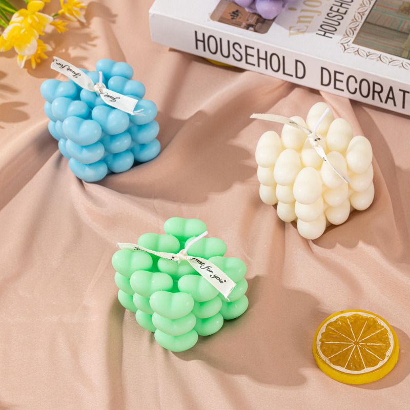 Amor cubo de balsamosa vela de regalo de San Valentín, estilo creativo artesanal en decoración interior vela