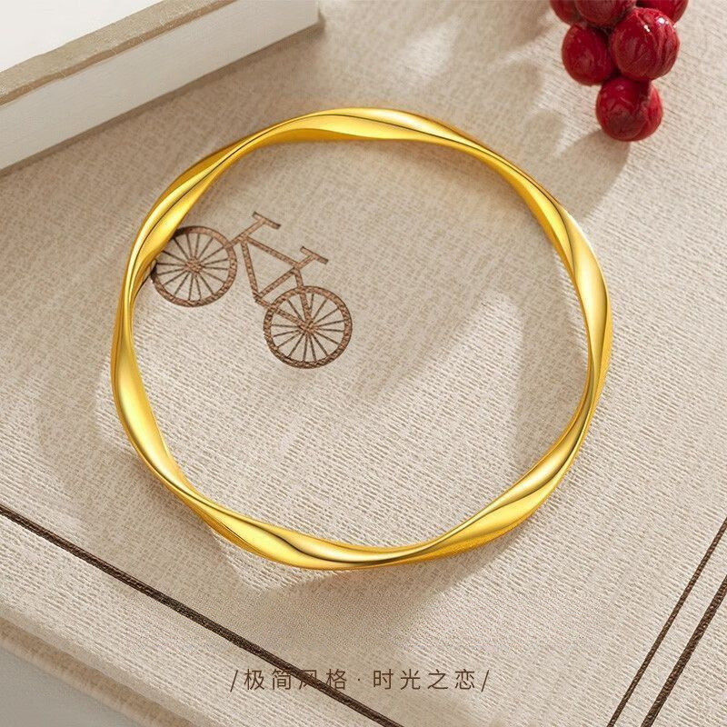 本物の [色褪せない色] Zhoujia メビウス リング ブレスレット レディース ベトナム サンドゴールド ブレスレット ファッショナブルで多用途な女性用|undefined