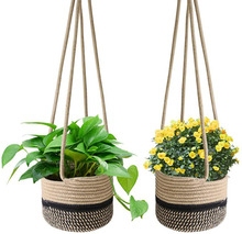 麻绳手工东南亚植物花篮子挂篮悬挂壁挂跨境外贸圆形编织存储花盆
