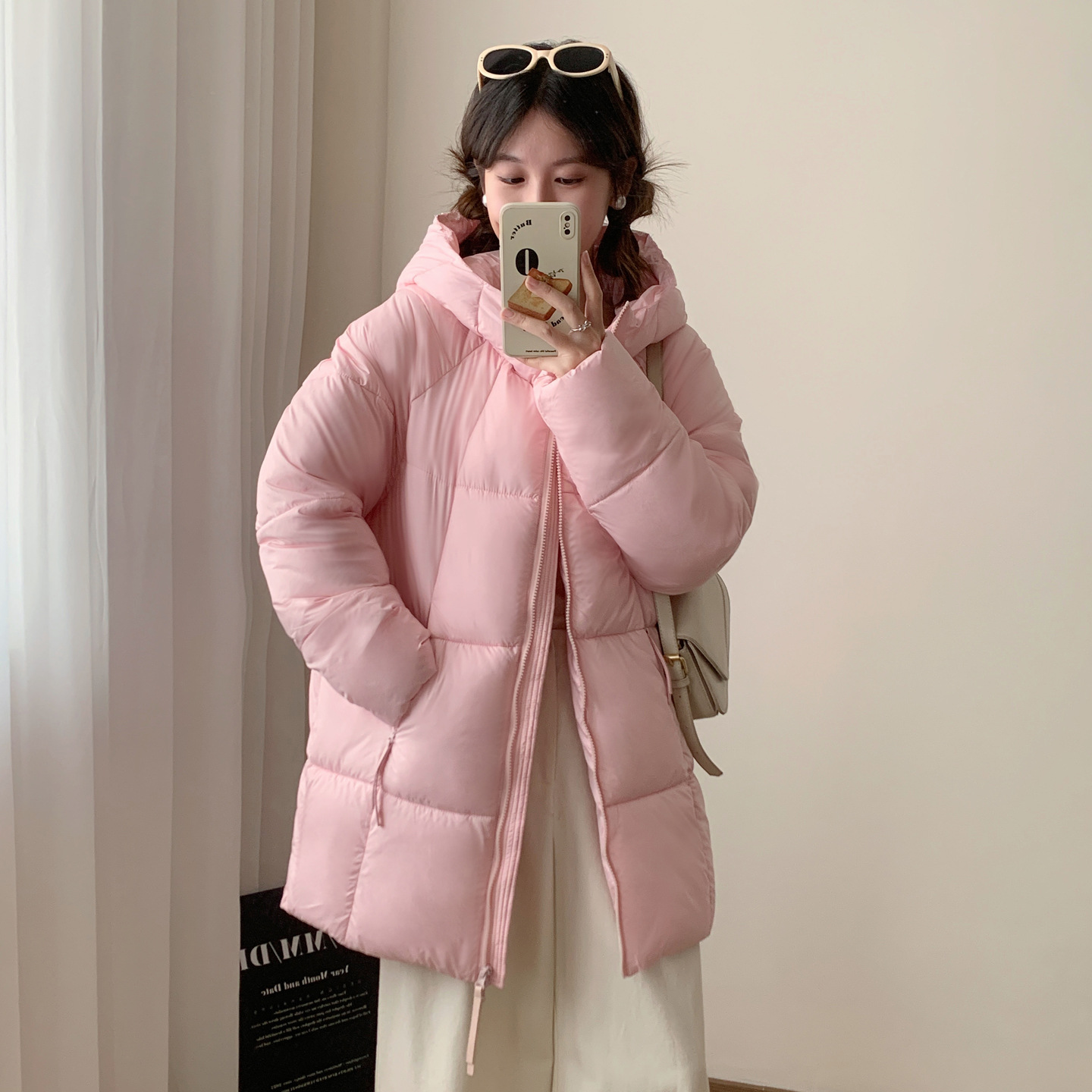 2025 invierno nueva ropa de algodón de moda con capuzas de mujer suelta chaqueta de algodón largo y medio puff abrigo de algodón grueso resistente al frío image 4