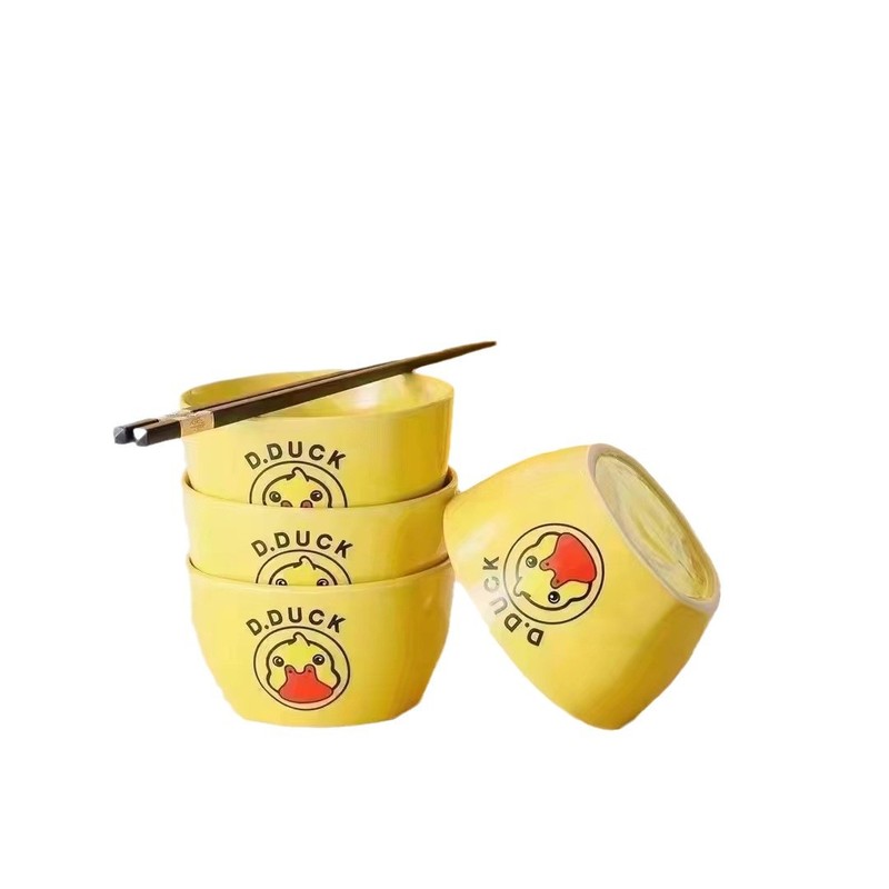 小黄鴨角碗合金四碗四箸創意シンプル陶磁器食器ギフトセット共同購入販売促進卸売り|undefined
