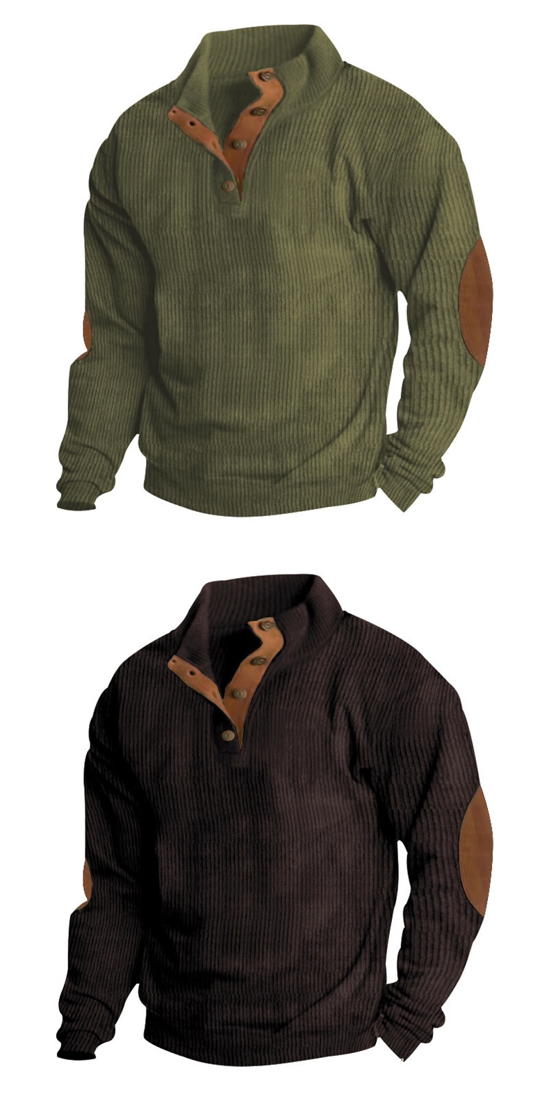 Corduroy Patchwork Shirt Jacket For Men Vintage Casual Style_voghion.com