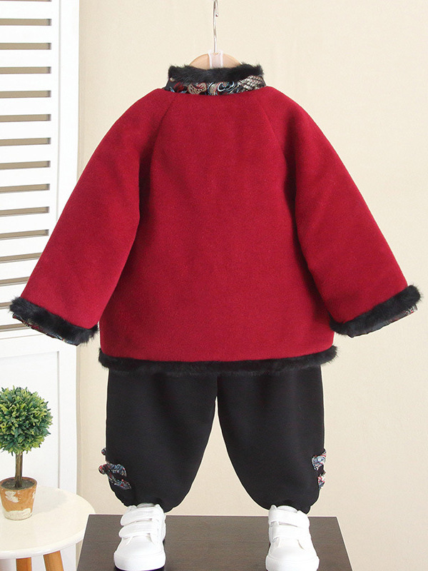 Conjunto de Ropa de Invierno para Niños 7015, Traje Tang de Algodón Grueso, Conjunto de Hanfu de Dos Piezas para el Año Nuevo 2026