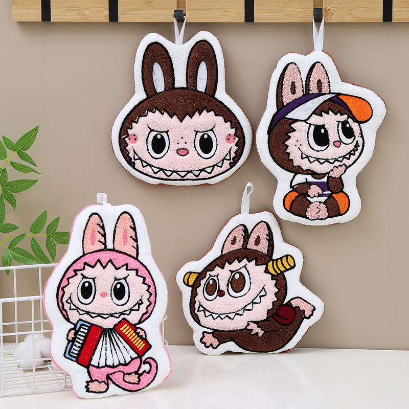 Labubu Hand Towel Ready for Delivery, Fashionable and Trendy Portable Cartoon Absorbent Saliva Towel That Children Like Labubu Hand Towel Ready for Delivery, Fashionable and Trendy Portable Cartoon Absorbent Saliva Towel That Children Like