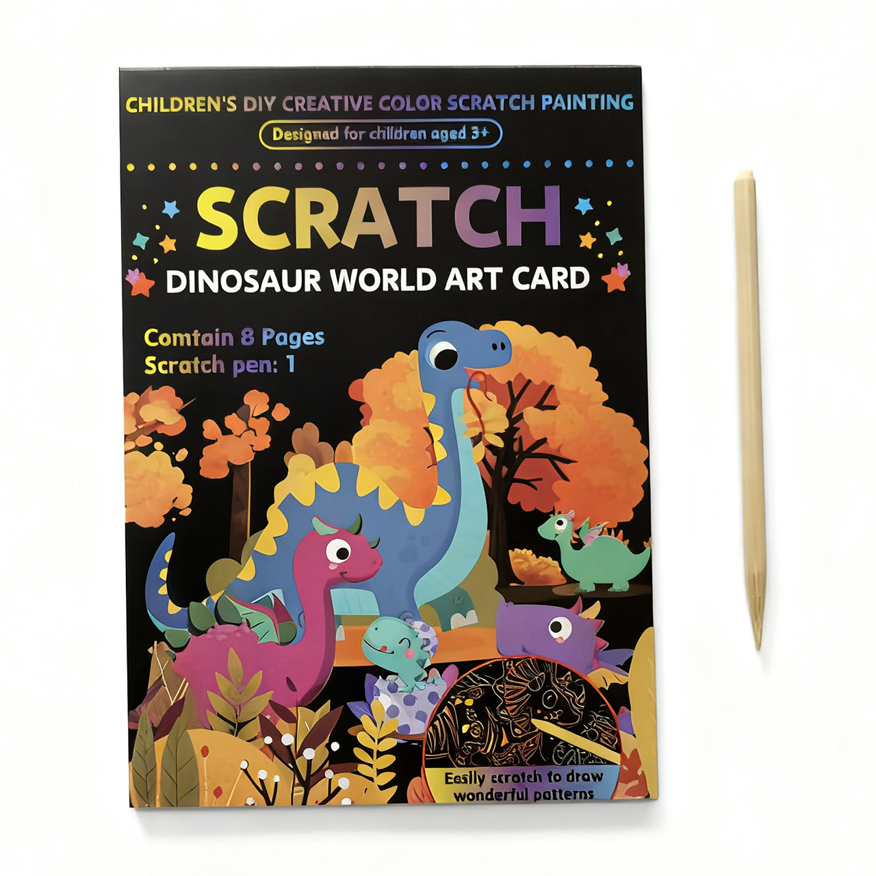 Colorido libro de dibujos de raspado hecho a mano papel de pintura DIY regalo de jardín de infantes de niños arte papel de raspado divertido raspado al por mayor