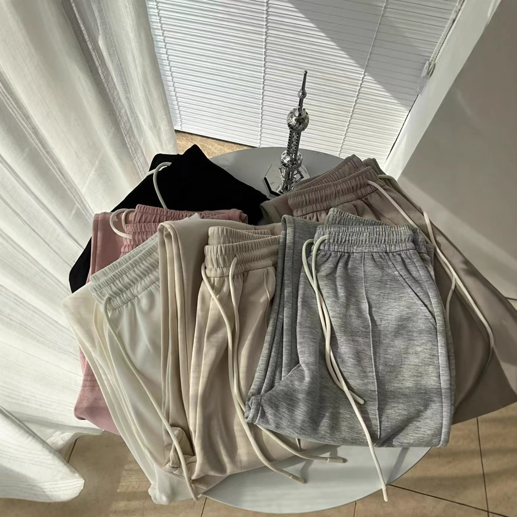 春夏显瘦显腿长高腰云朵空气棉窄版阔腿裤女宽松百搭显瘦拖地直筒