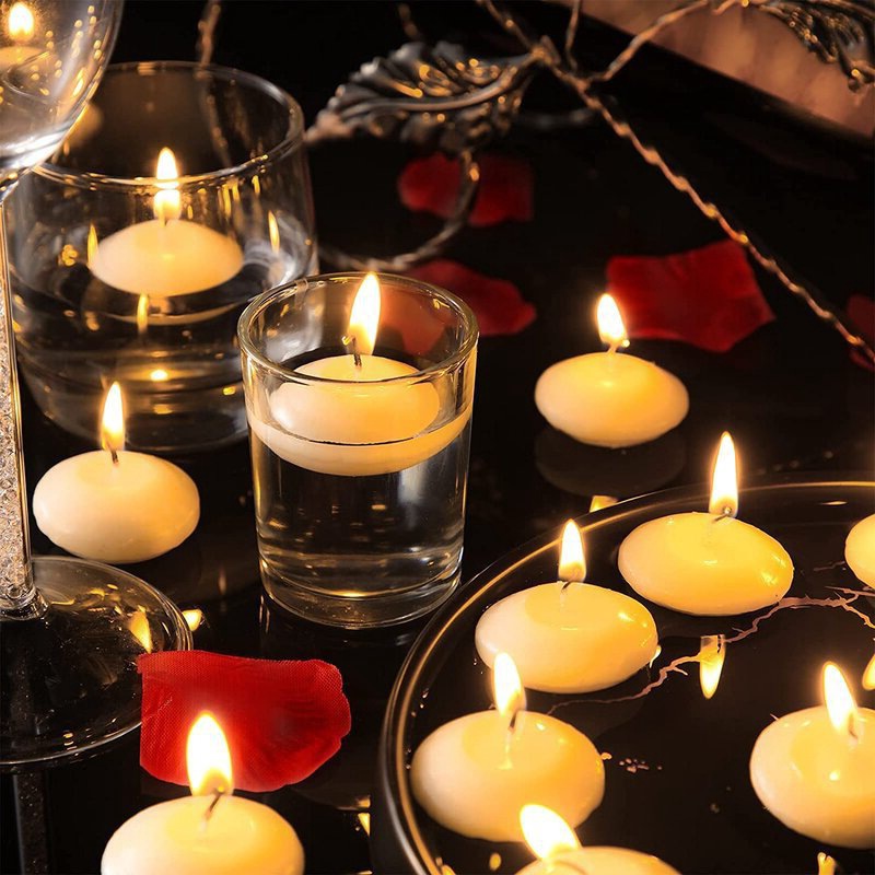 婚礼用品水浮蜡结婚生日派对情人节漂浮小蜡烛婚庆道具粉红色紫色