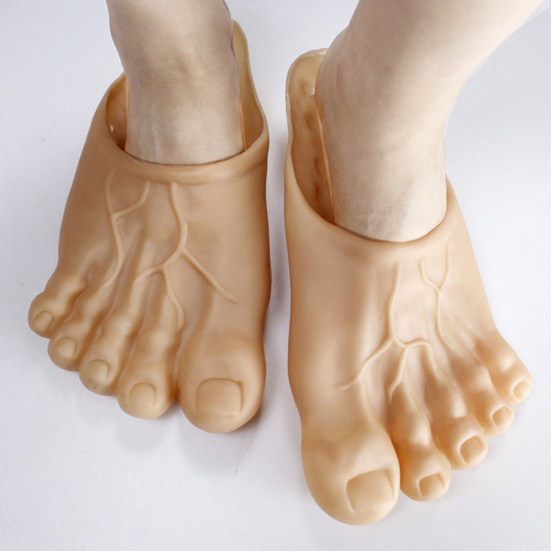 Barefoot Giant Slippers, Big Foot Shoes, Spoof Toes, Velvet Winter Funny Women's Shoes