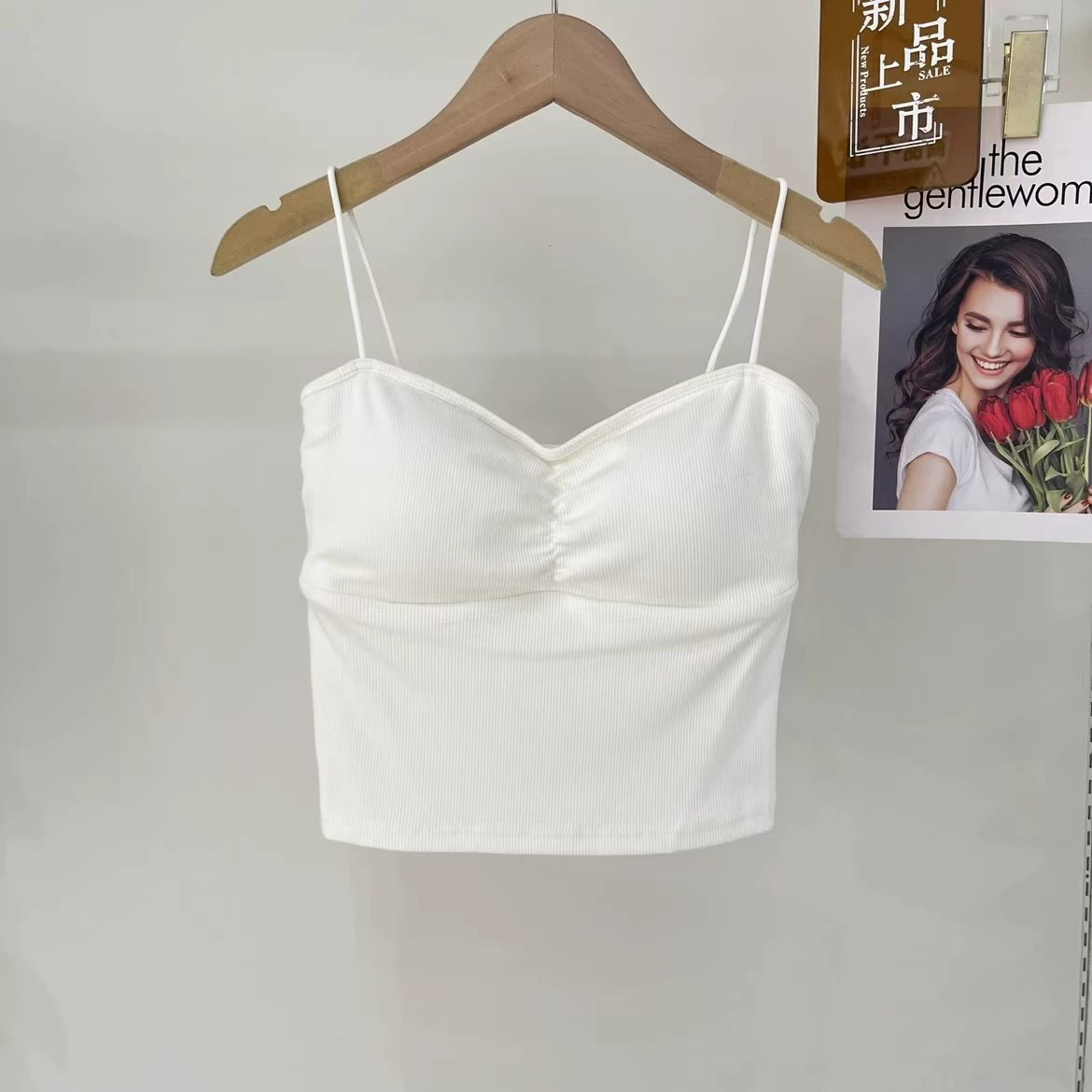 Top with cups, straps, vest, beautiful back, strap bra