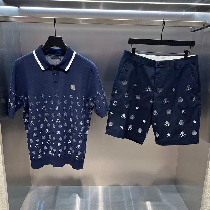 26 New Models of Men's Golf Short-Sleeve Shirts with Ice-Feel Fabric, Full-Body Jacquard, and Exquisite Embroidery Logo, Short-Sleeve Tops and Shorts
