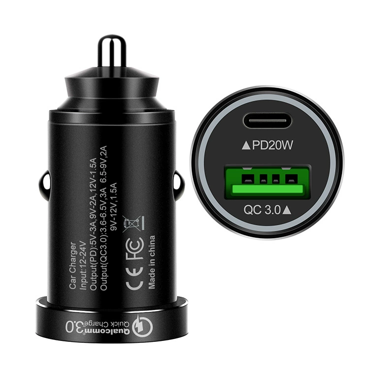 Новый алюминиевый сплав PD20w автомобильное зарядное устройство QC3.0 автомобильное зарядное устройство металлический корпус автомобильное зарядное устройство для телефона