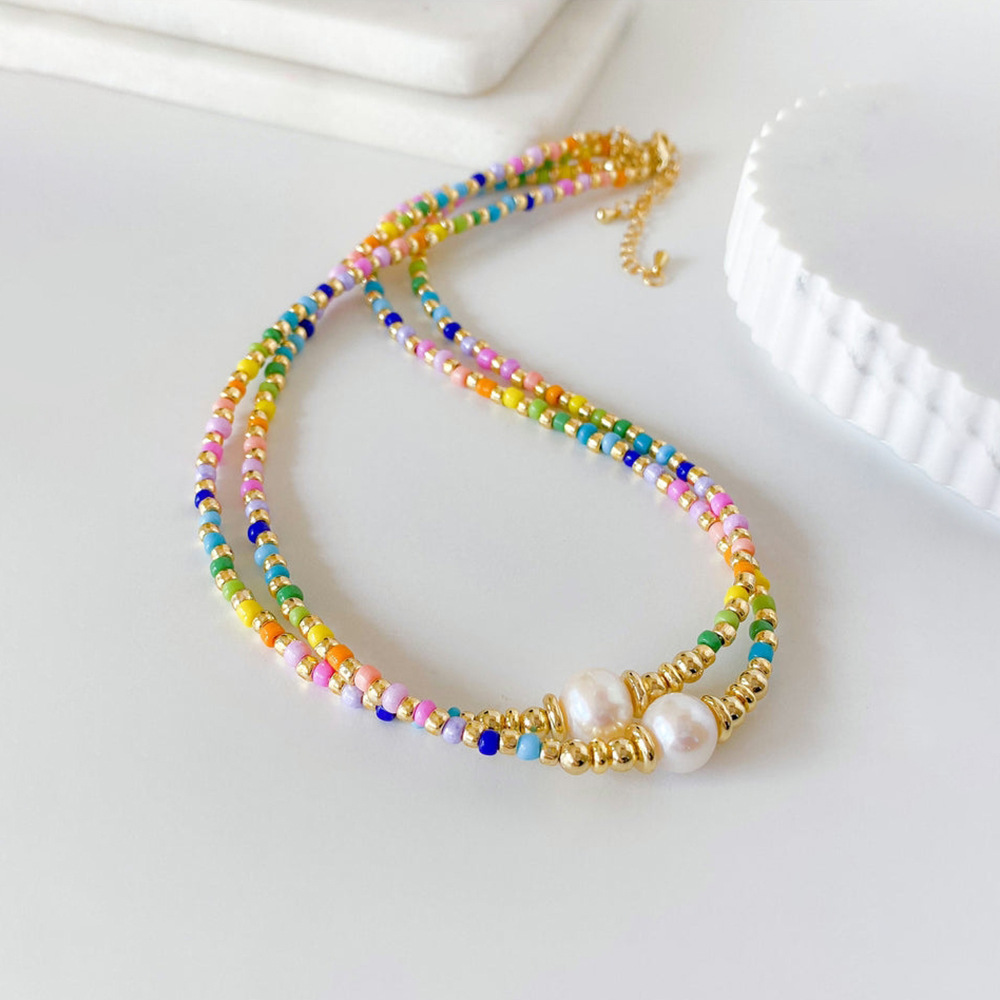 Necklace Classification Vacation Colorful Mixed Materials Beaded Knitting Women's Necklace