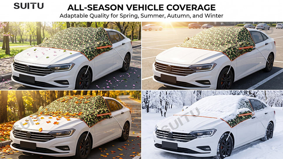 Car camouflage snow cover for winter, front windshield anti-freeze cover, anti-frost and anti-snow windshield cover, thickened car cover