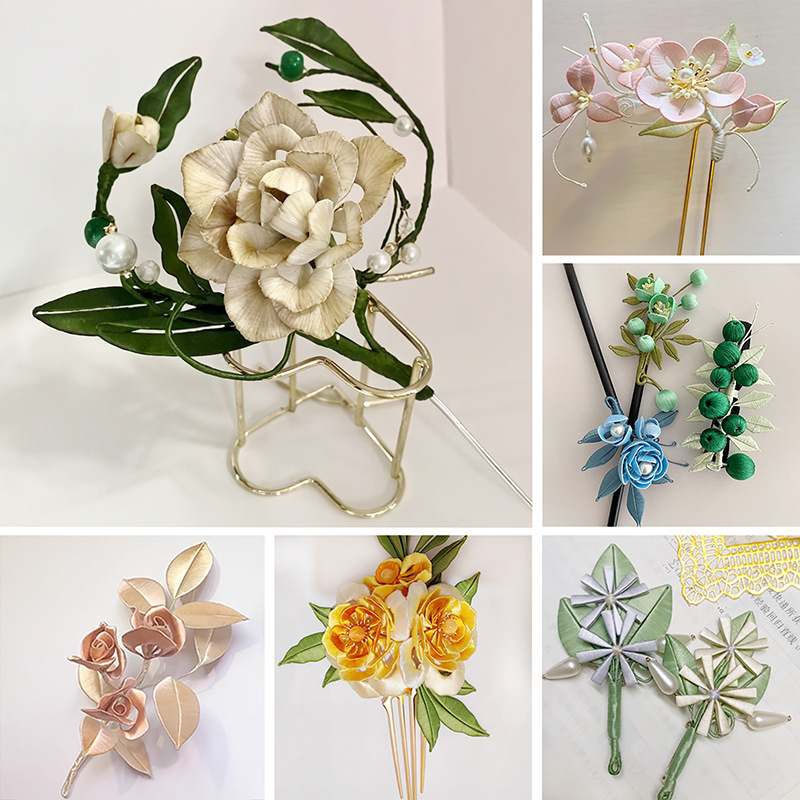폴리에스터 무결점 벨벳 꽃무늬실 DIY 수제 머리핀 꽃무늬실 의류 액세서리 부자재 뜨개실 손바느질실