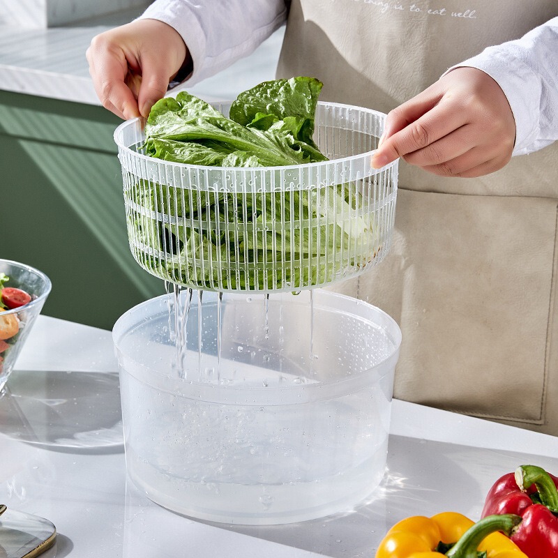 家庭用野菜サラダ脱水機キッチン野菜洗濯ハンドドライヤー二層排水野菜洗濯機果物と野菜のスイングドライヤー|undefined