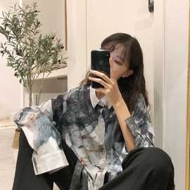 简约精致韩风衬衫时尚都市长袖ins宽松尖领男日常日系气质秋季