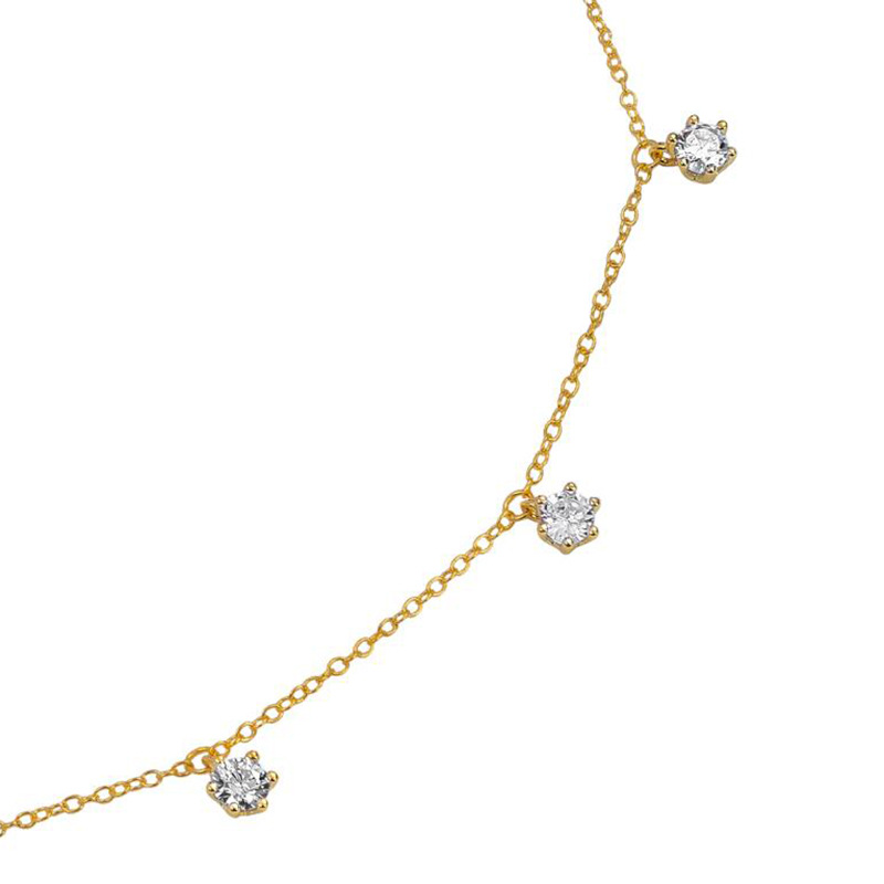 simple s925 silver micro-inlaid zircon necklace wholesale