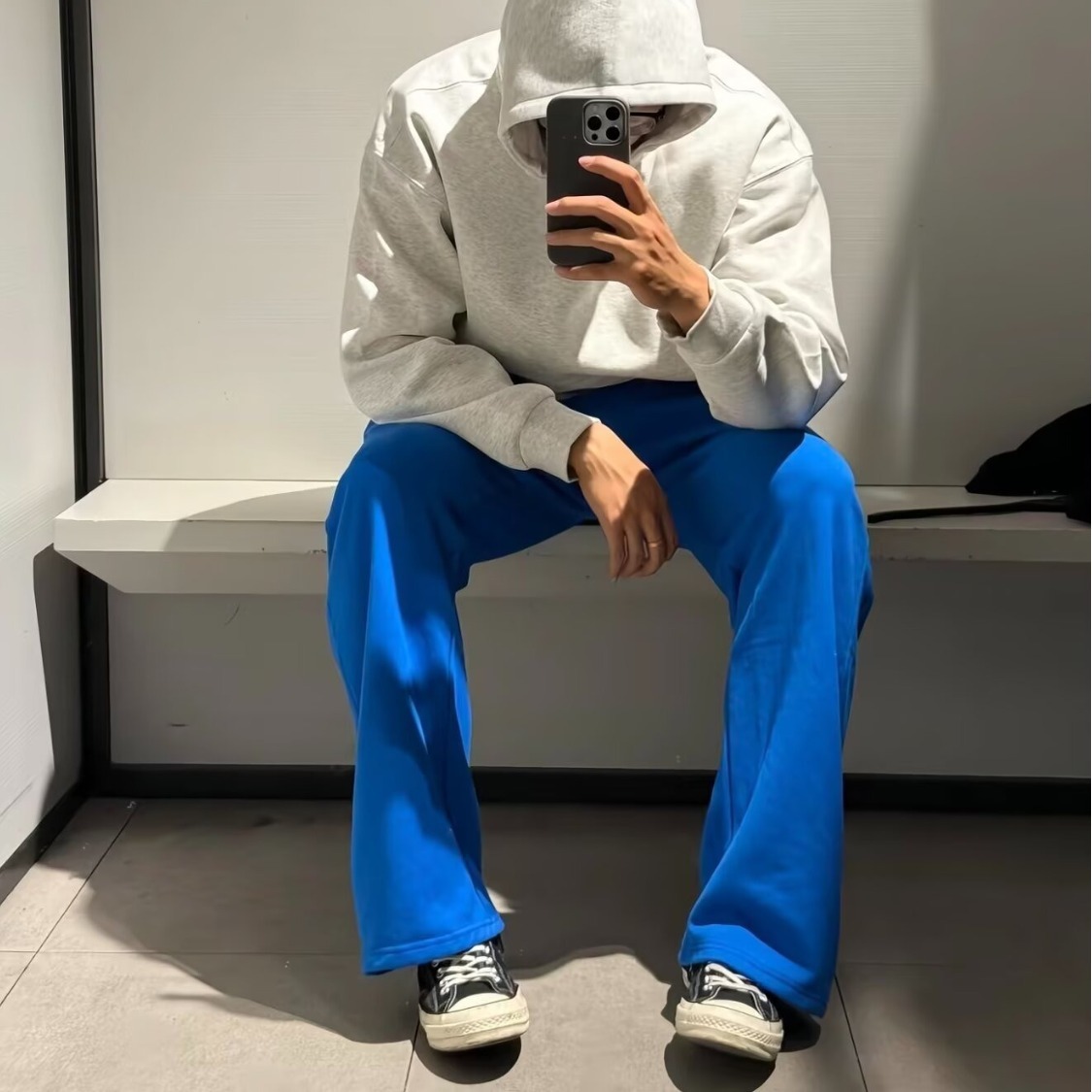 Pantalones deportivos de transporte de dopamina azul de mosquito americano para hombres y mujeres, pantalones casuales de estilo de cuchillo relajado y recto