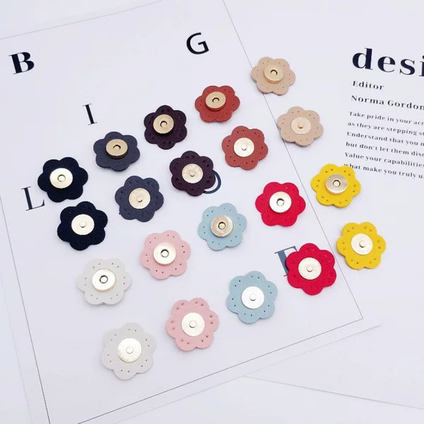 Handmade DIY Plum Leather Magnetic Buckle Bag Cloth Bag Accessories Hand-Sewn Magnetic Buckle Multi-Color Optional Spot Wholesale