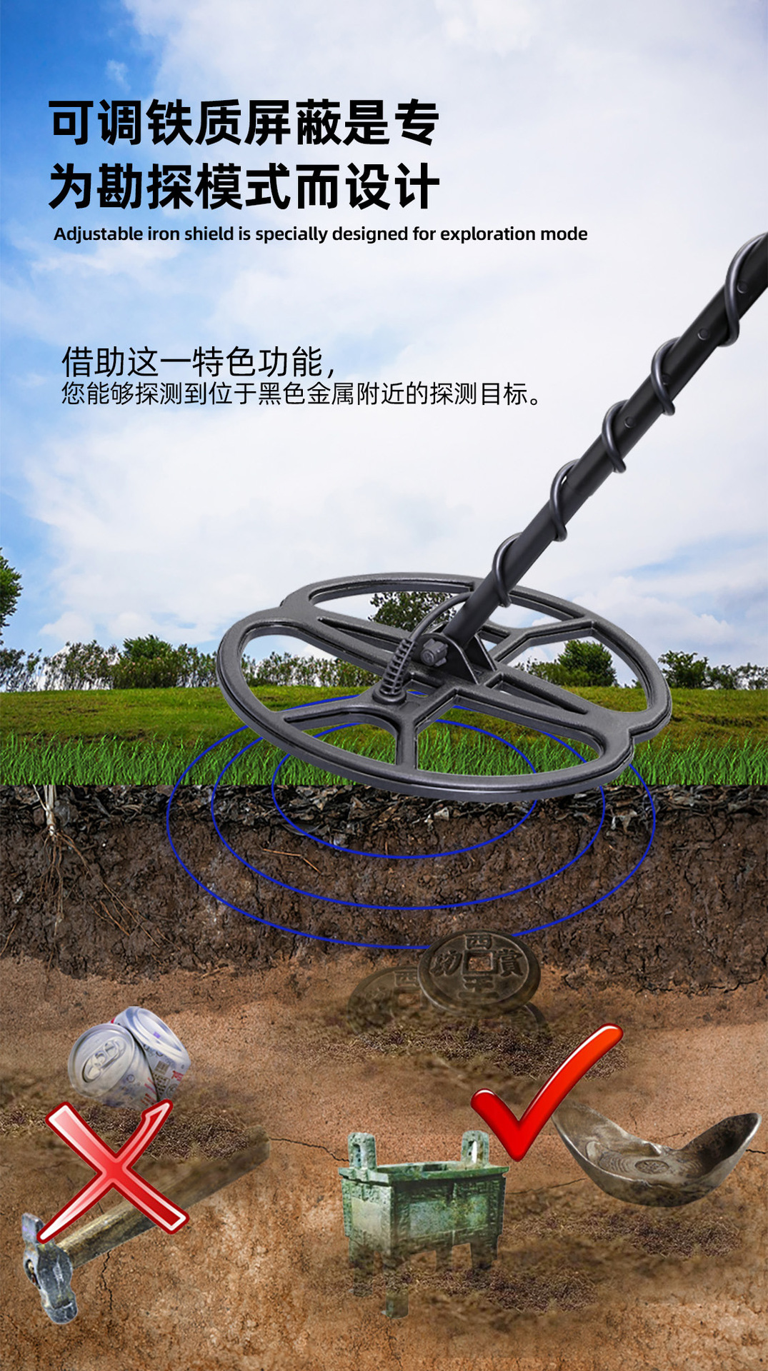 Tanxunzhe TC-800高端户外地下金属探测器探测黄金沙金银元探测仪-阿里巴巴